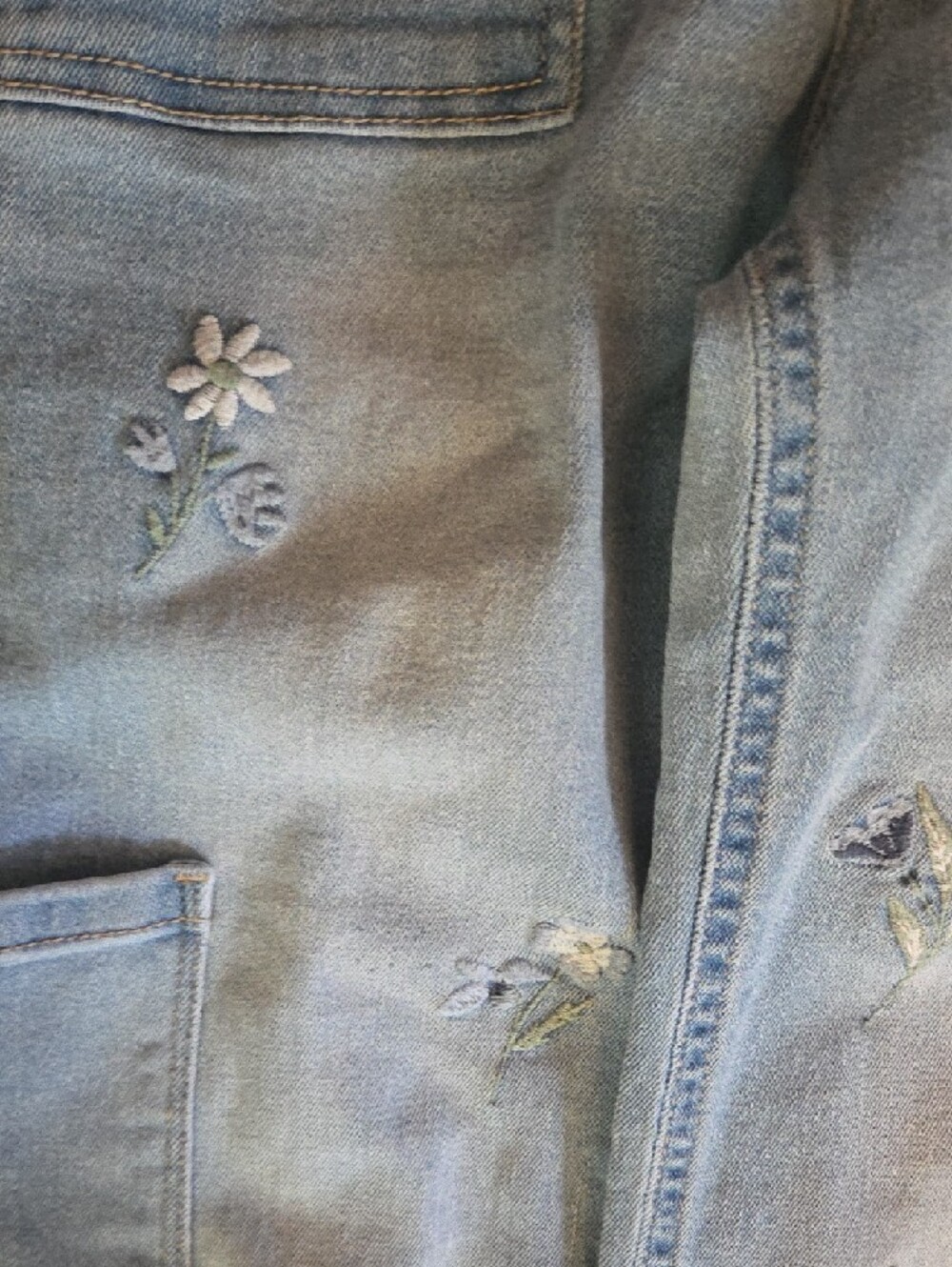 Light Blue Embroidered Cargo Jeans for Kids - Picture 5 of 6